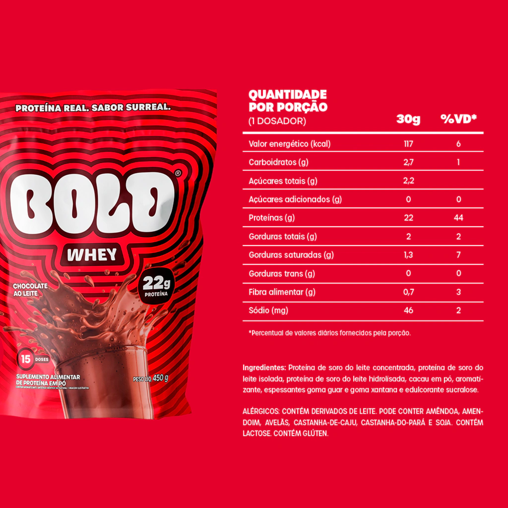 Tabela nutricional — Bold Whey (Saco 900g) - Chocolate Ao Leite