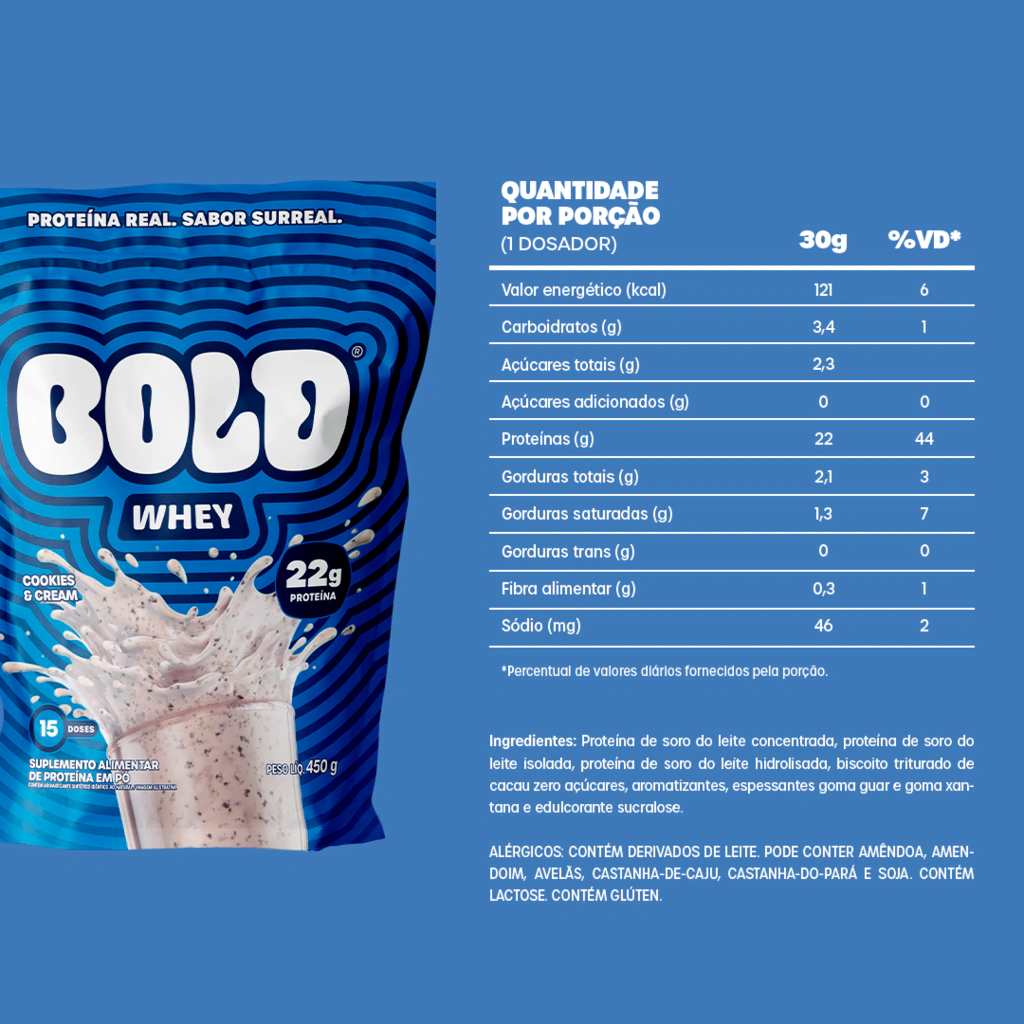 Tabela nutricional — Bold Whey (Saco 900g) - Cookies E Cream