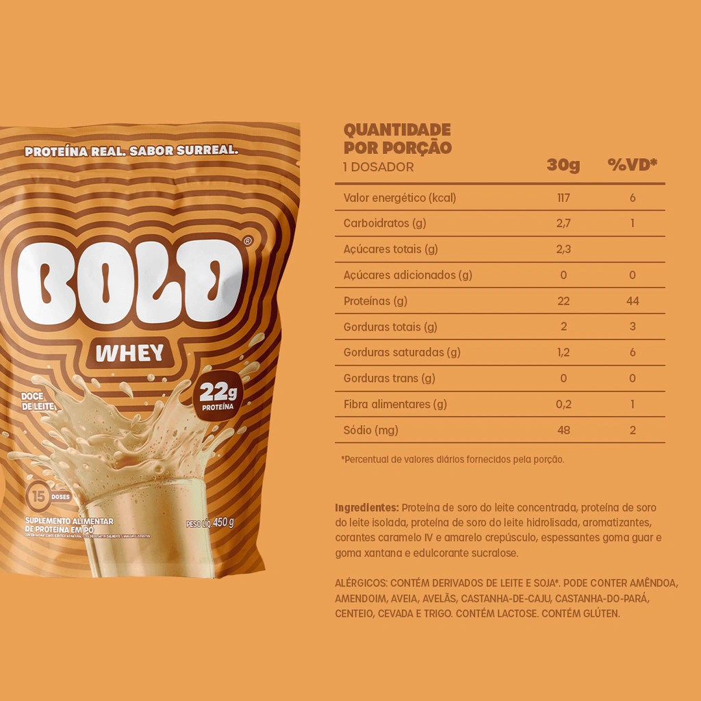 Tabela nutricional — Bold Whey (Saco 900g) - Doce De Leite